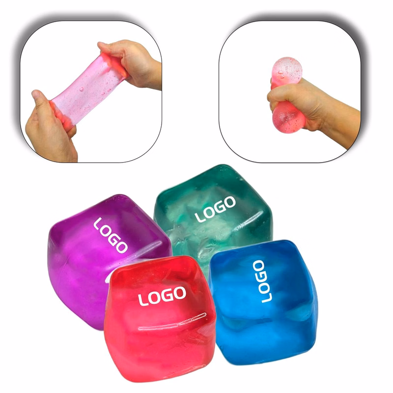 2" Clear Square Squishy Stress Ball - Soft Tension Relief