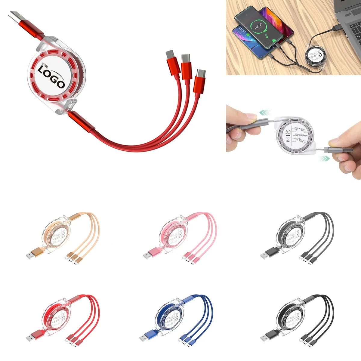 3-in-1 Retractable Multi USB Charger Cable 1