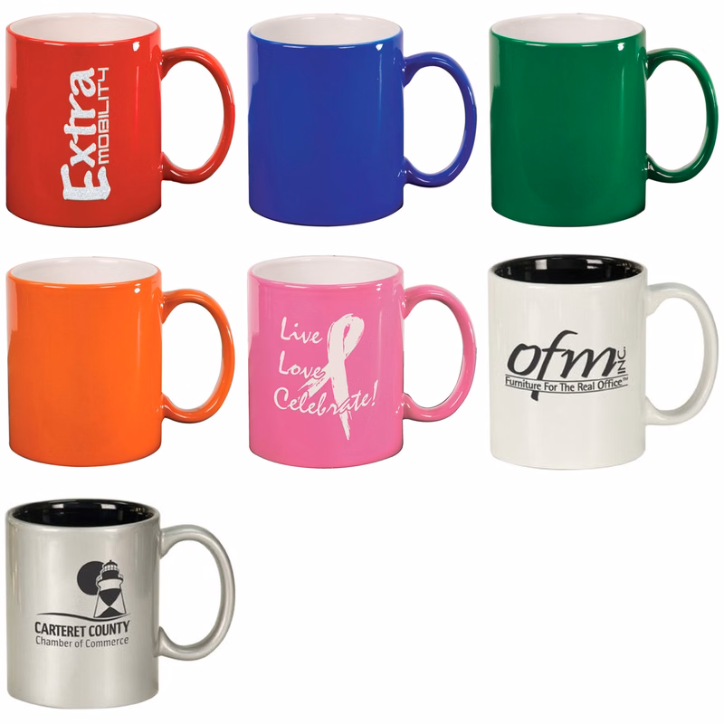 11 oz Ceramic Round Lazer Mug