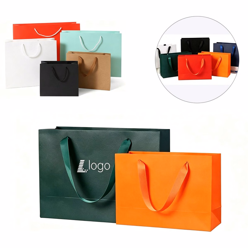 Shopping Bags with Multi Colors(White Kraft Paper)