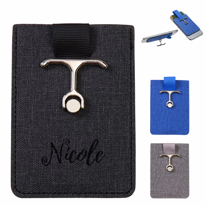 PU Leather Phone Back Card Holder with Stand