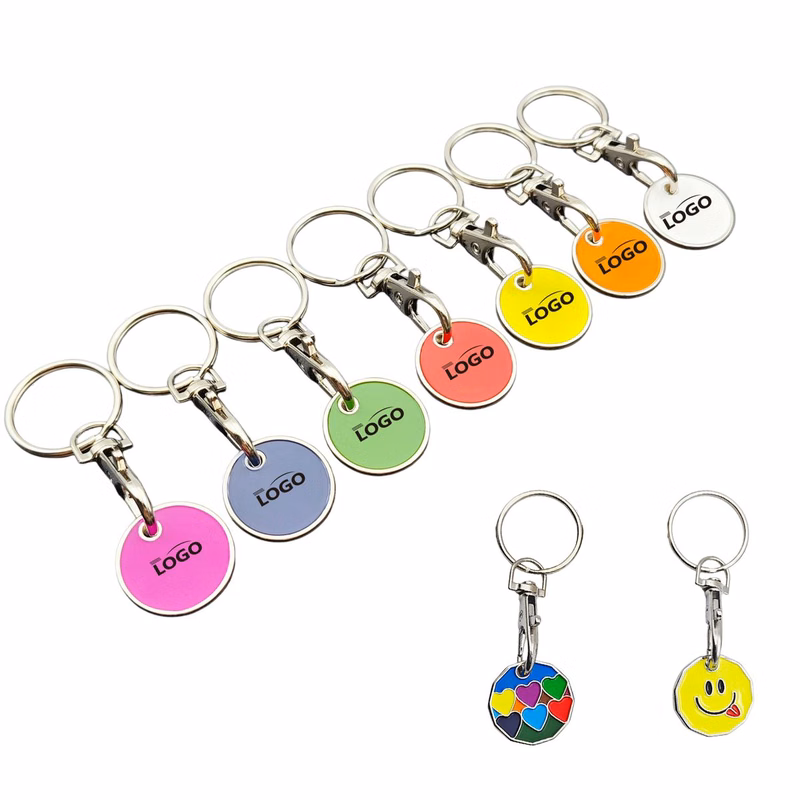 Metal Trolley Coin Keychain with Snap Hook