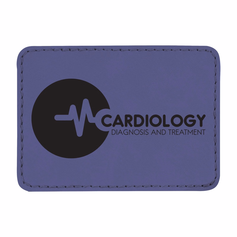 3" x 2" Purple Leatherette Rectangular Patch with Adhesive