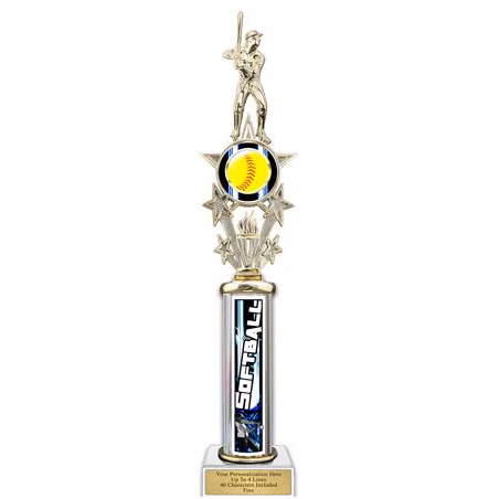 Trophy, 20" Action Matrix Blue Softball 1 column