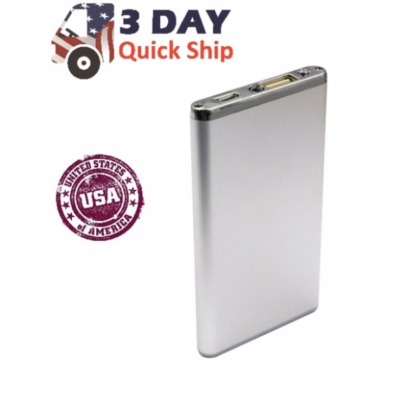 Proton Aluminum USA Decorated 3000 mAh High Capacity Power Bank with Cable