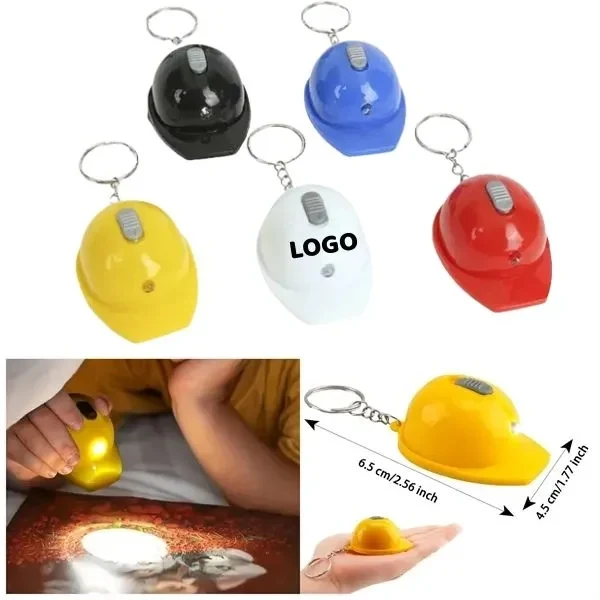 Mini Construction Helmet Keychain Bottle Opener Flashlight 1