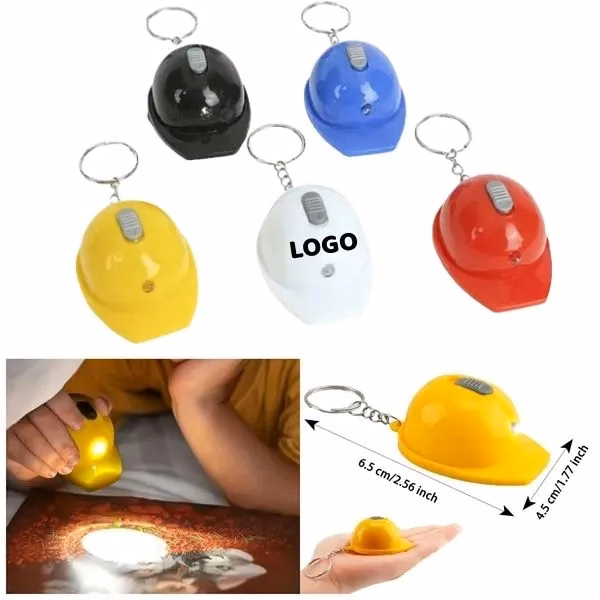Mini Construction Helmet Keychain Bottle Opener Flashlight