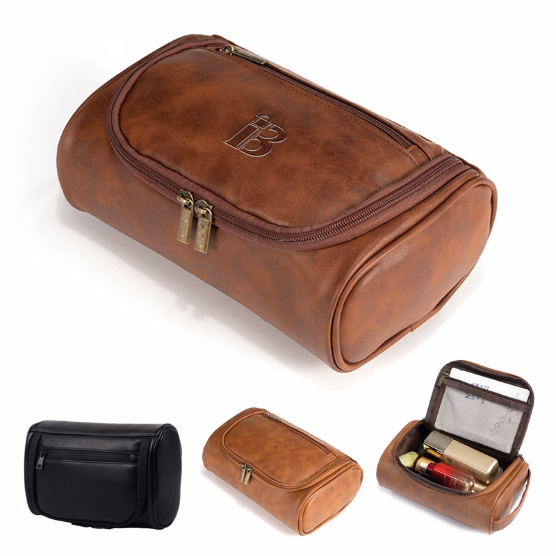 New Portable Pu Leather Makeup Bag Retro