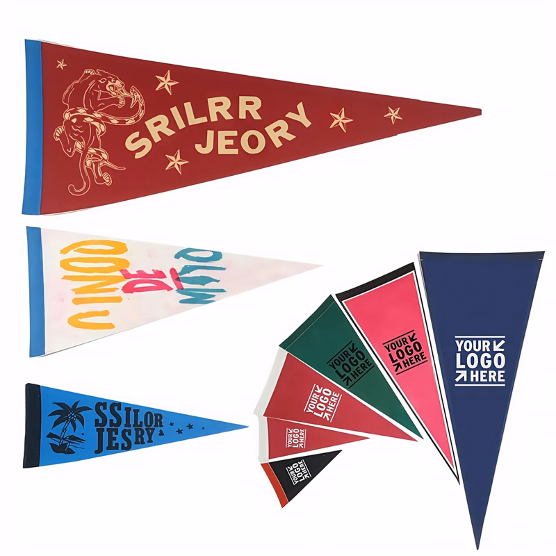 Full Color Single Side Felt Pennant Triangle flags