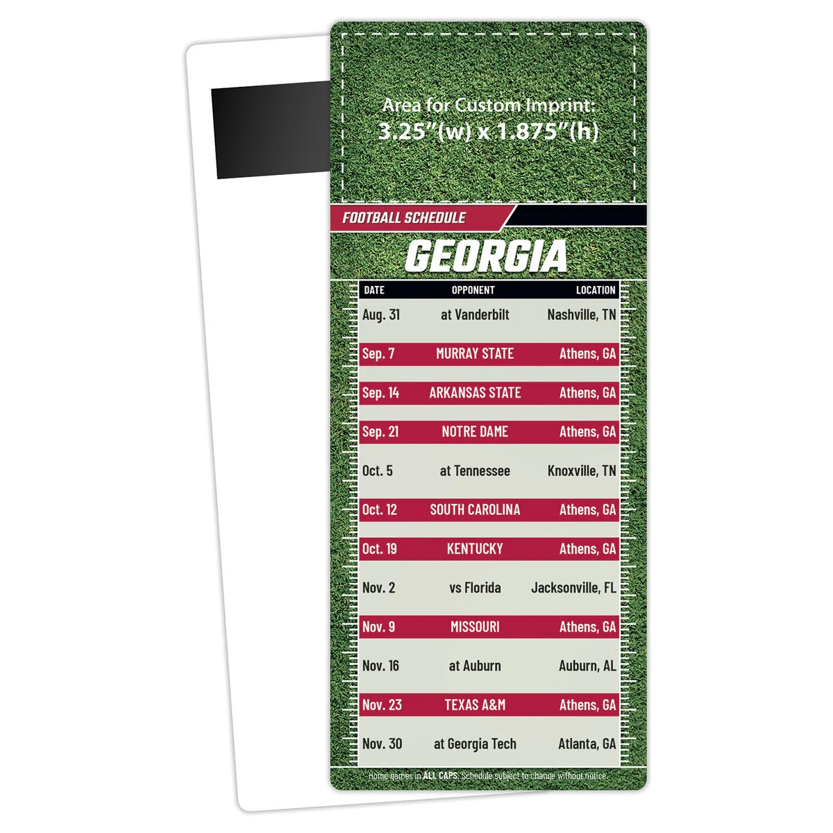 Football Schedule Laminated Card/Postcard with Magnet Strip 3.5x8.5 - 14 pt. 1