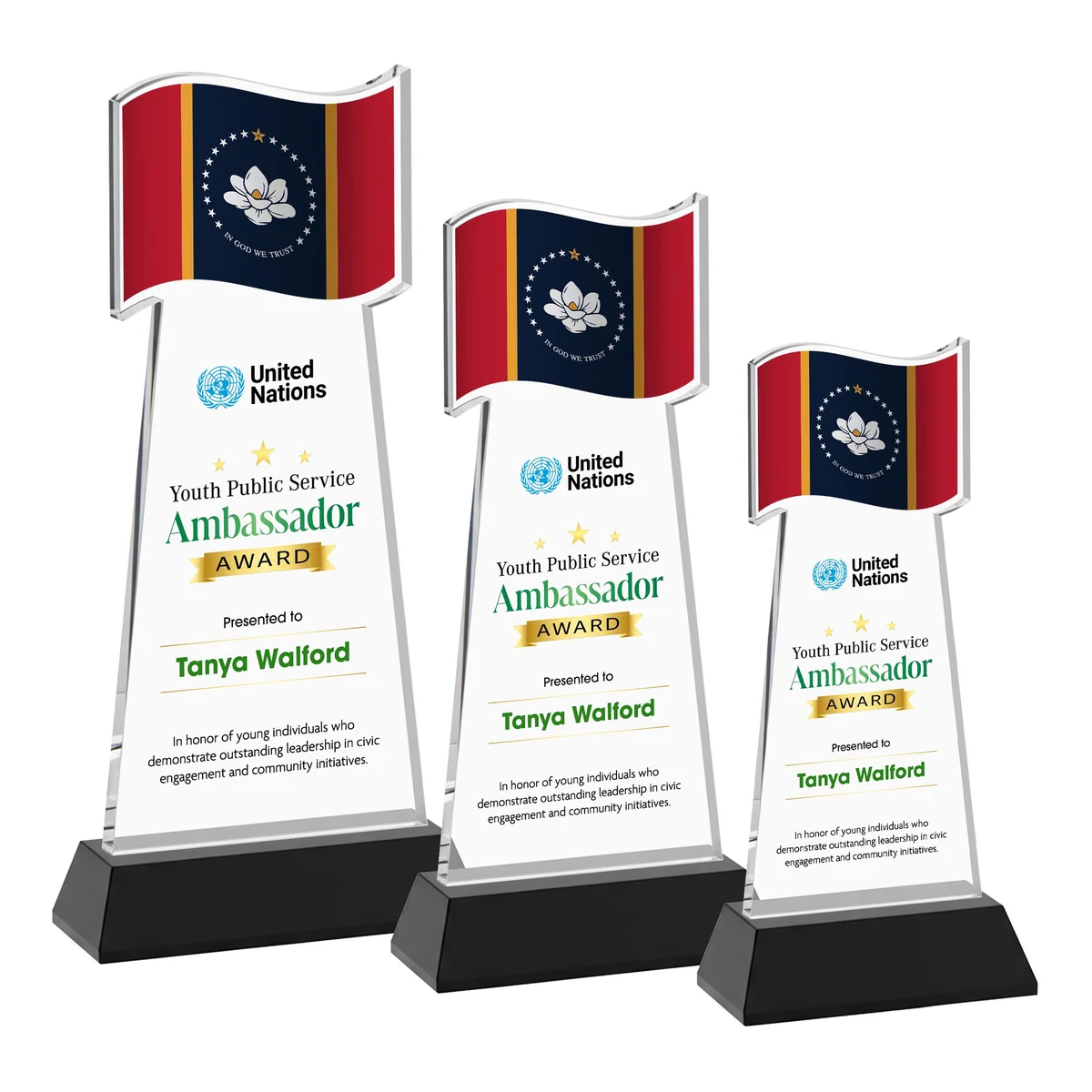 Flag VividPrint™ Award on Hartford Base - Black 1