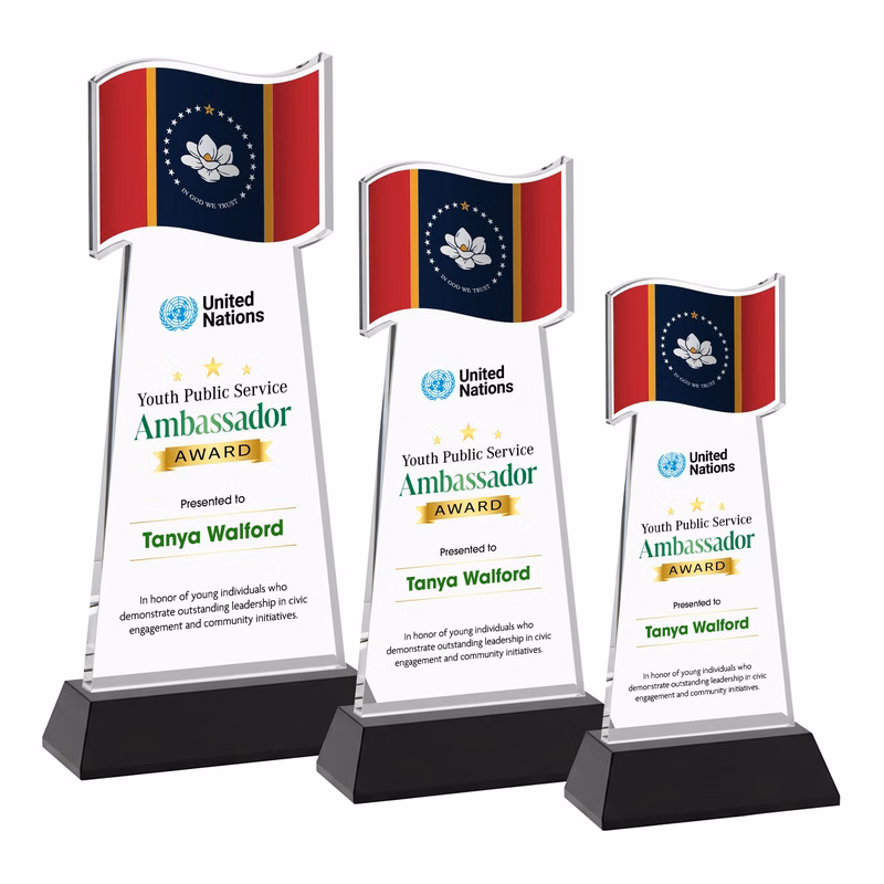 Flag VividPrint™ Award on Hartford Base - Black