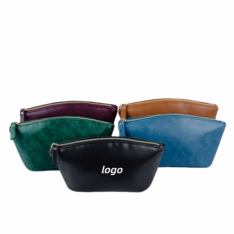 Leather Zipper Cosmetic Bag