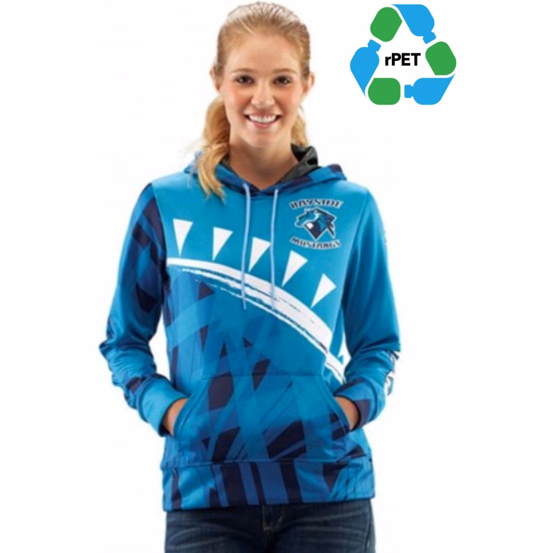 Women's rPET Recycled 100% Polyester Sublimation Performance Pullover Hoodie