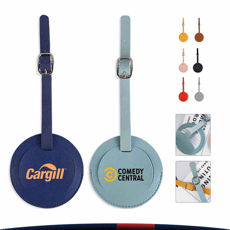 Round PU Luggage Tag