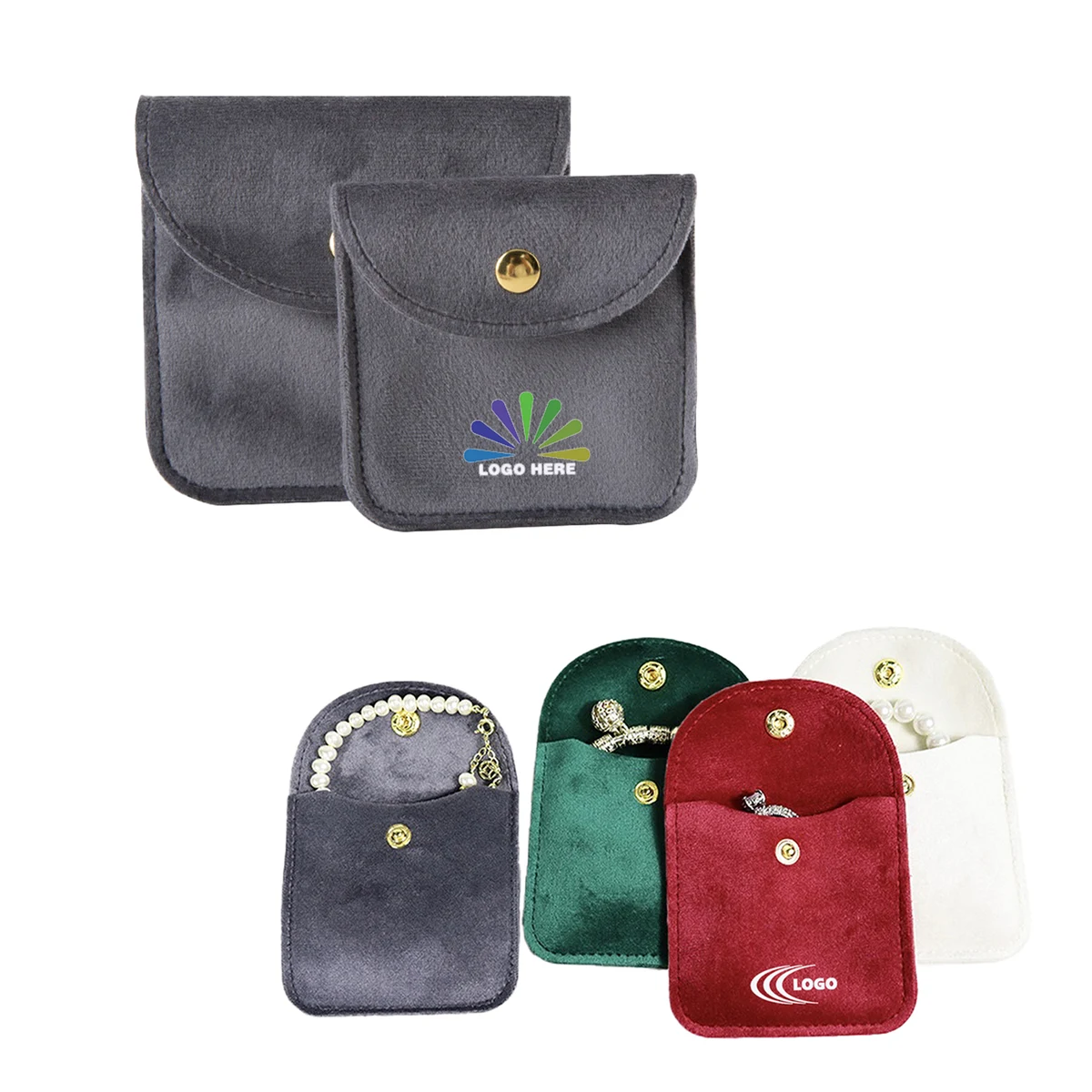 High-Quality Buttoned Flap Velvet Storage Pouch 1