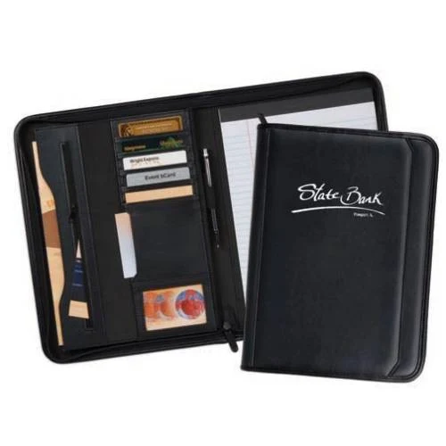 19260 - 13.5 x 10.75 Blk Tuscany Zippered Padfolio 1