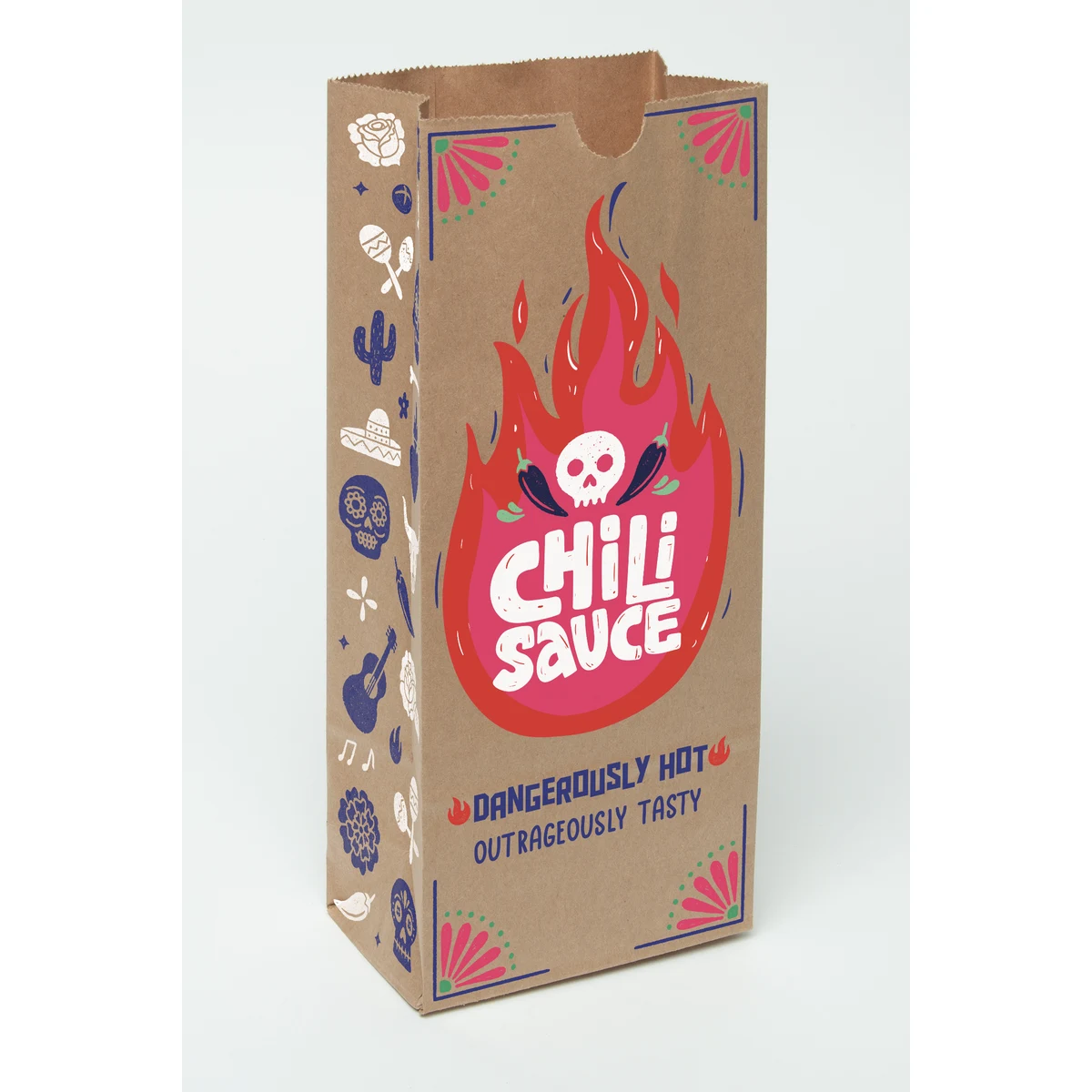 SOS 4# Full Color 4-Sided Natural Paper Bag (5" x 12" x 3.125") 1
