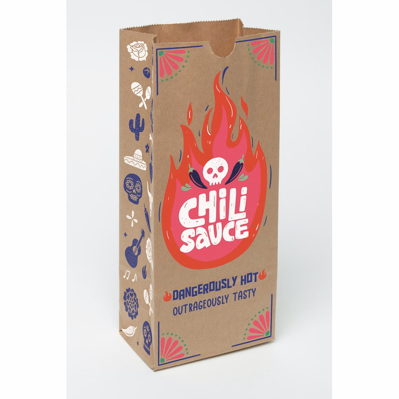 SOS 4# Full Color 4-Sided Natural Paper Bag (5" x 12" x 3.125")