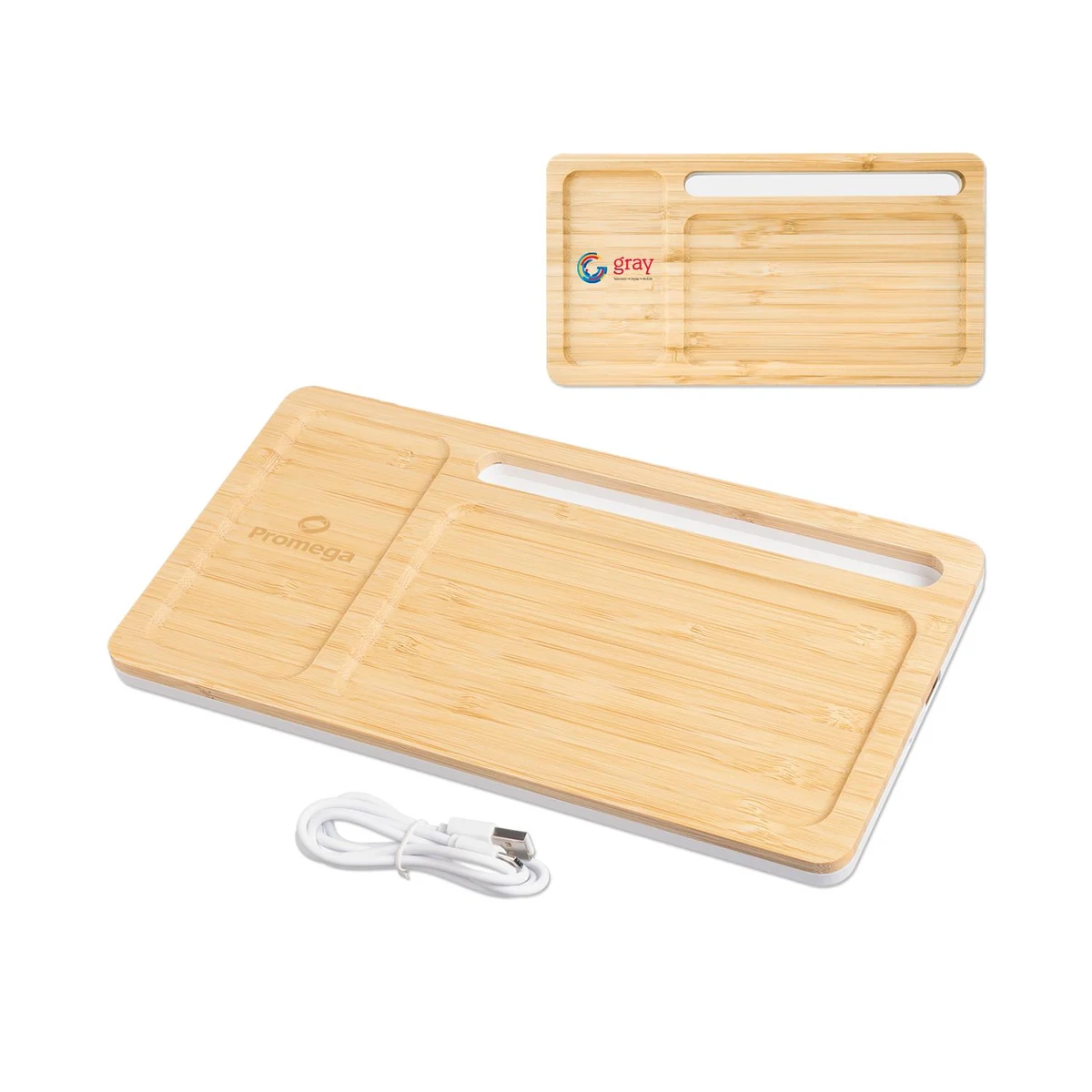 Bamboo Wireless Charging Pad Desktop Organizer 1