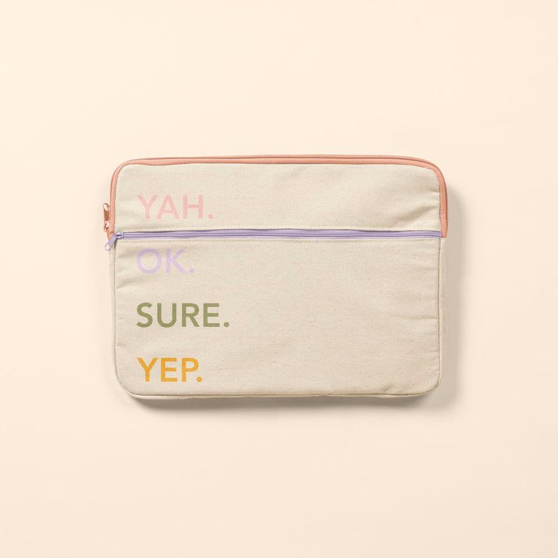ZIPPERED POCKET LAPTOP SLEEVES - NATURAL CANVAS - SMALL - 13"