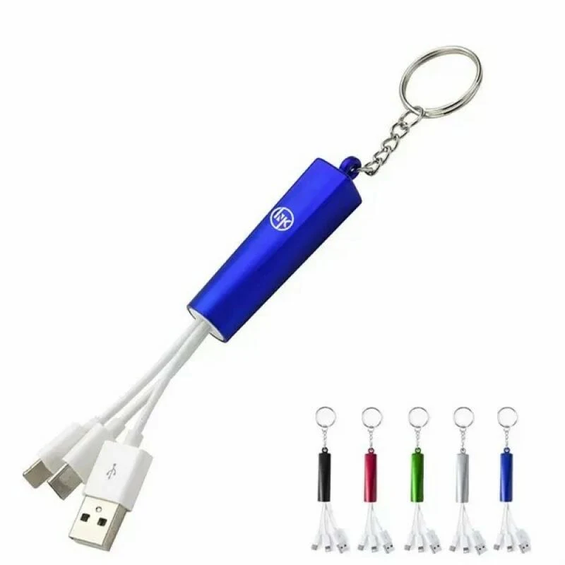 Portable 3-in-1 Led Light-Up Charging Cable Keychain 1