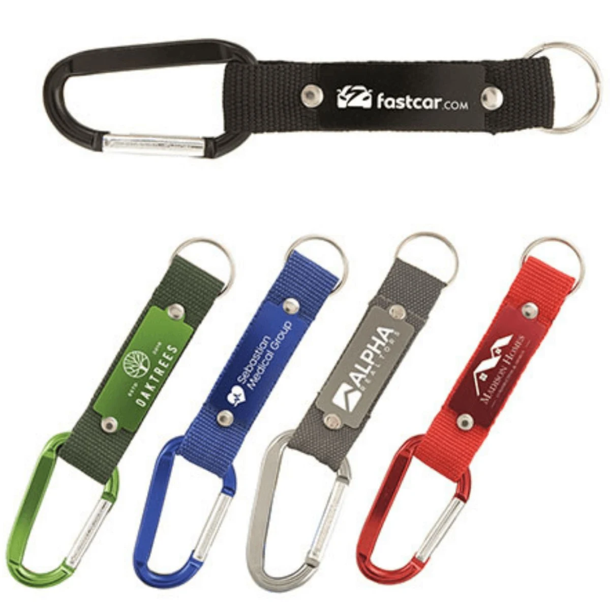3/4" Aluminum Tag Carabiner Pocket Lanyards w/ Keyring 1