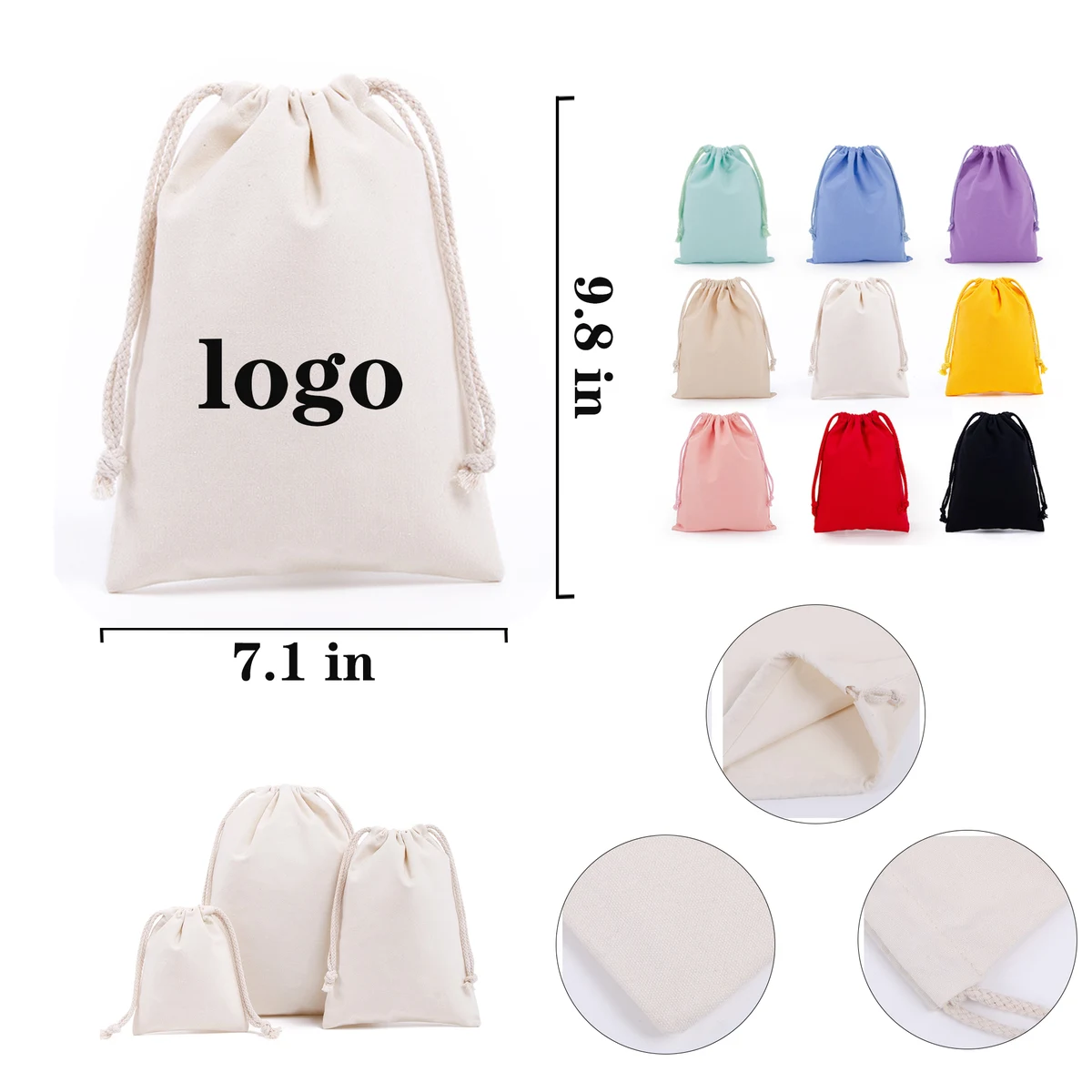 Customizable Business Cotton Drawstring Pocket 1