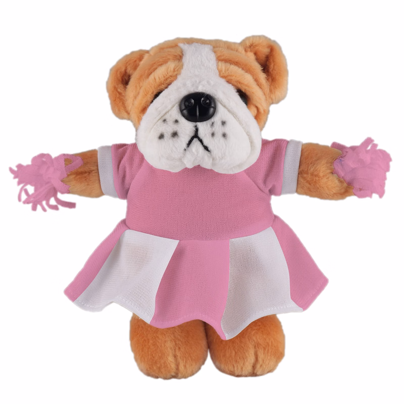 Soft Plush Stuffed Bulldog with Cheerleader Outfit