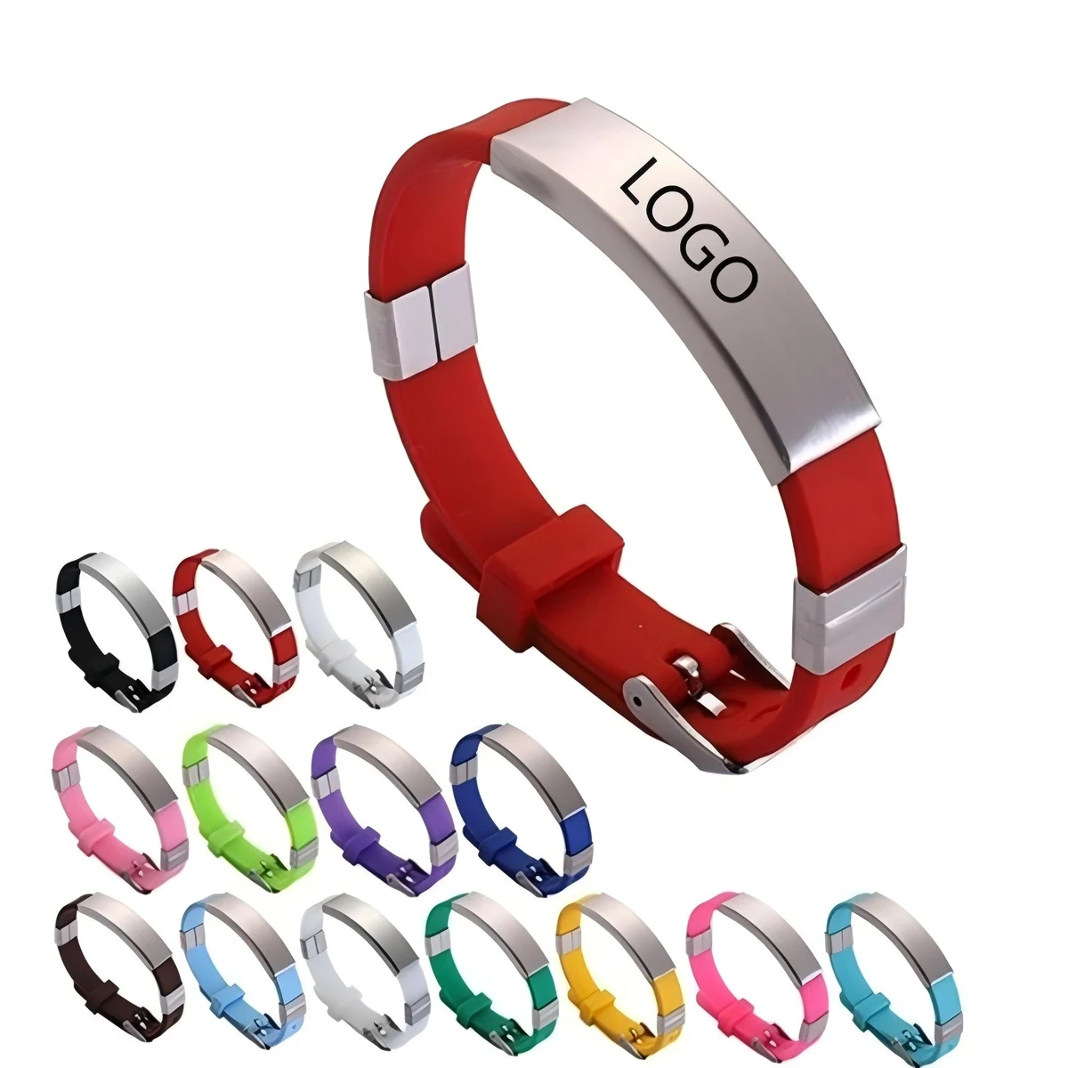 Silicone Bracelet W/ Metal Plate 1