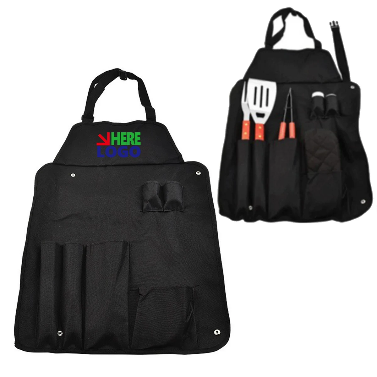 Roll Up Apron With 6 Piece BBQ Tools Set, custom kitchen gadget with logo imprint 1