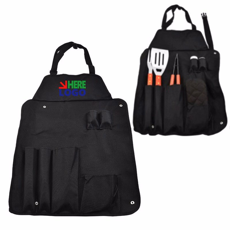 Roll Up Apron With 6 Piece BBQ Tools Set