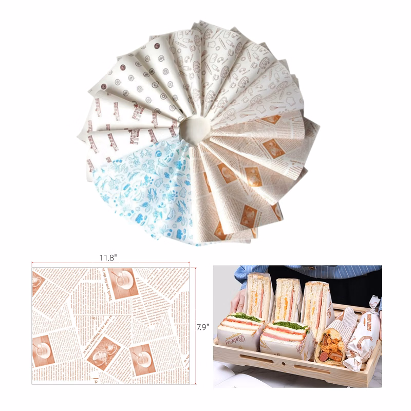 Custom Burger/Sandwich Food Grade Wrapping Paper Grease Proo