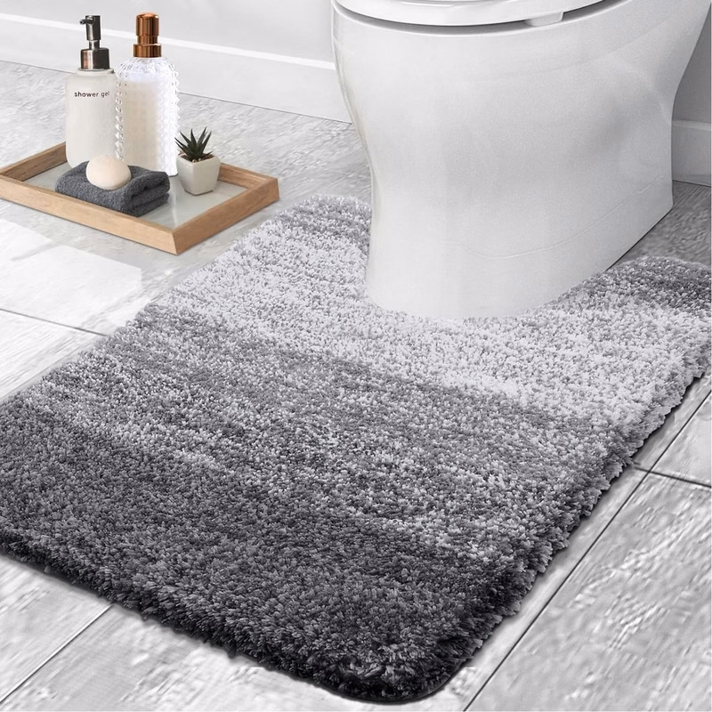 U-Shaped Microfiber Toilet Rug, Soft & Absorbent, Non-Slip, Machine Washable