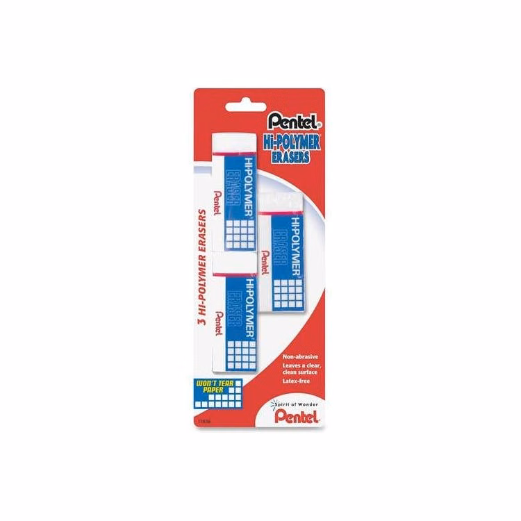 Pentel Hi-Polymer Eraser - 3 Pack