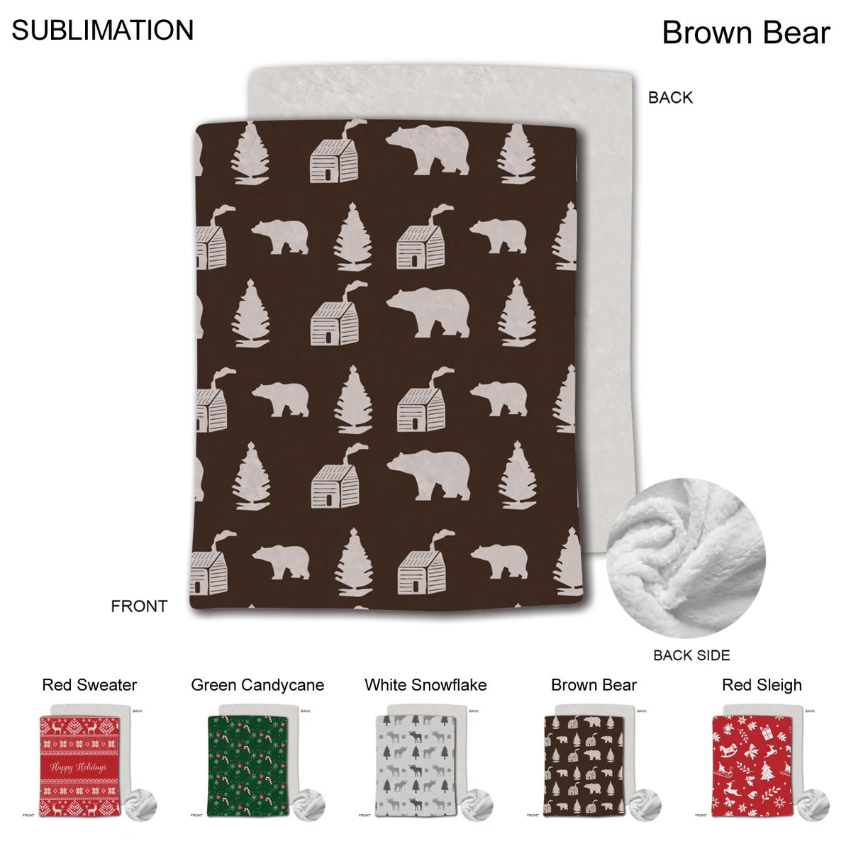 Stock Design Festive, Holiday Plush and Cozy Mink flannel Fleece blanket, 60"x80", Sublimated 1