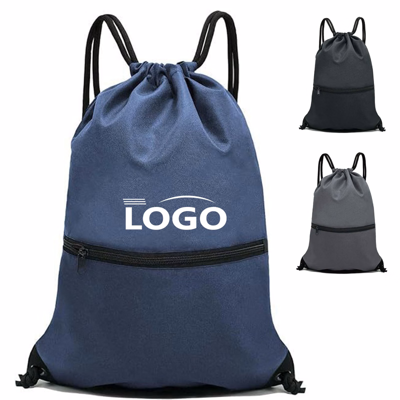 Polyester Drawstring Sports Bag with Pocket