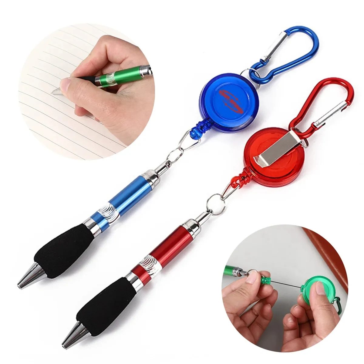 Retractable Drawstring Pen Badge Belt Clip Carabiner Set 1