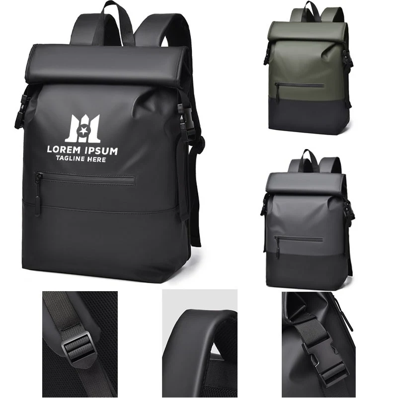 15" Versatile Roll-Top Backpack with Padded Mesh Straps 1