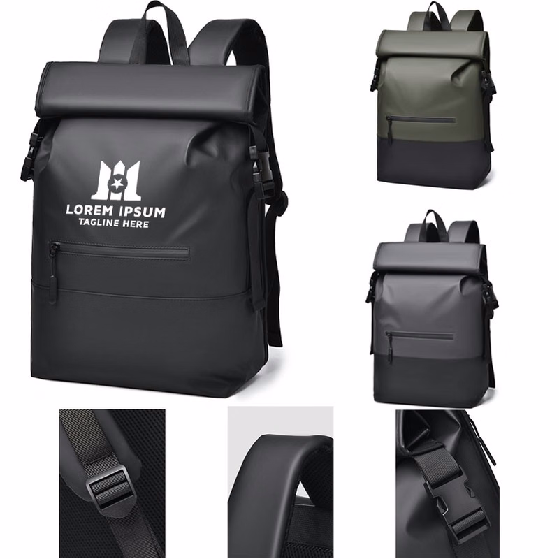 15" Versatile Roll-Top Backpack with Padded Mesh Straps