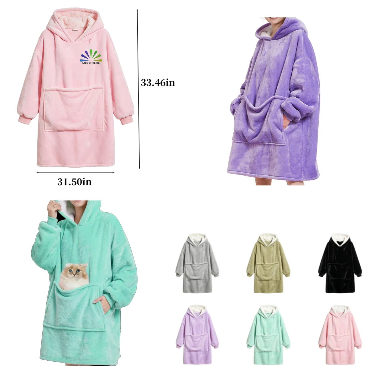 Large Pocket Sherpa Hooded Throw 1