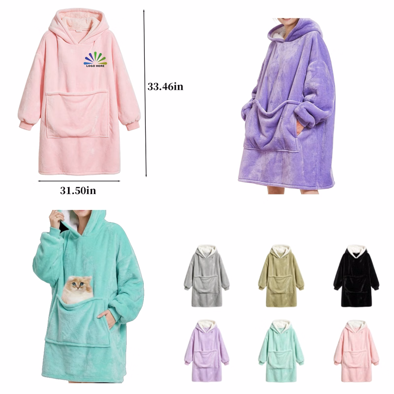 Large Pocket Sherpa Hooded Throw