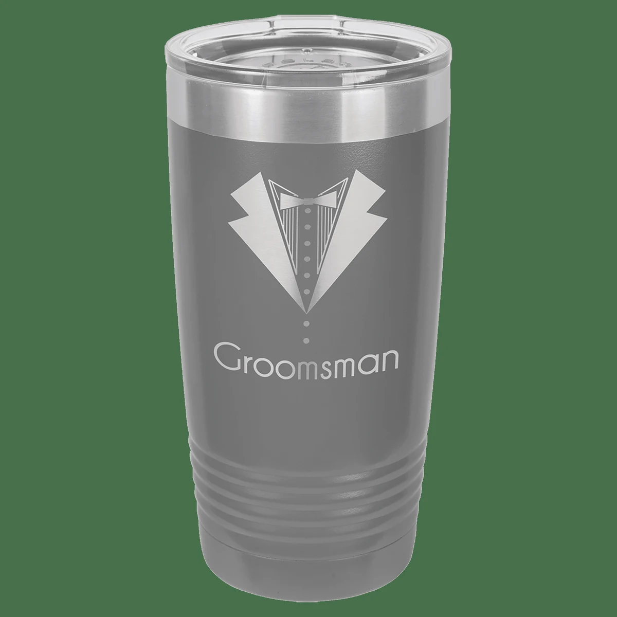 Polar Camel 20 oz. Dark Gray Vacuum Insulated Ringneck Tumbler with Clear Lid 1