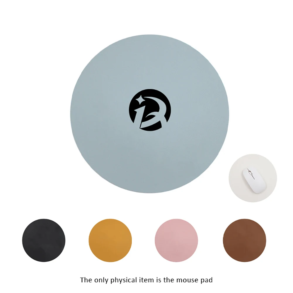 PU Round Rubber Computer Mouse Pad with Stitched Edge 1