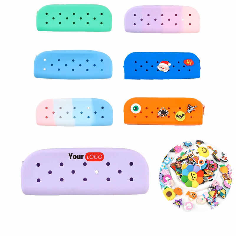 Custom Logo DIY Silicone Mesh Pencil Pouch