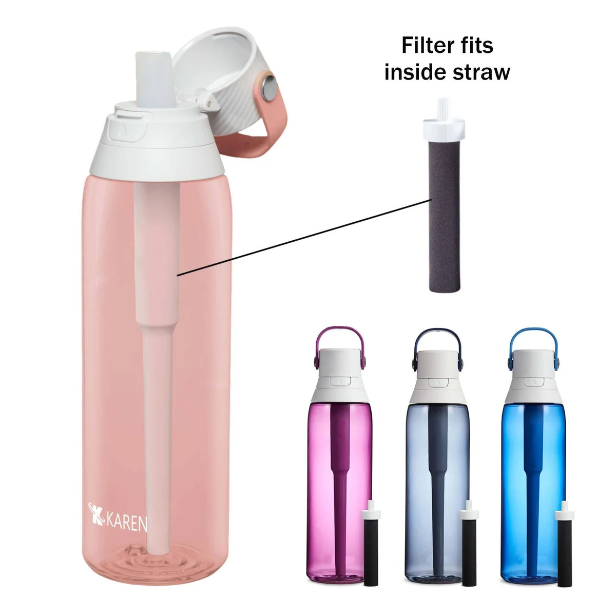 26oz Portable Plastic Filter Water Bottle w/ Straw 1