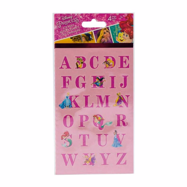 Disney Princess Stickers - Alphabet 4 Sheet