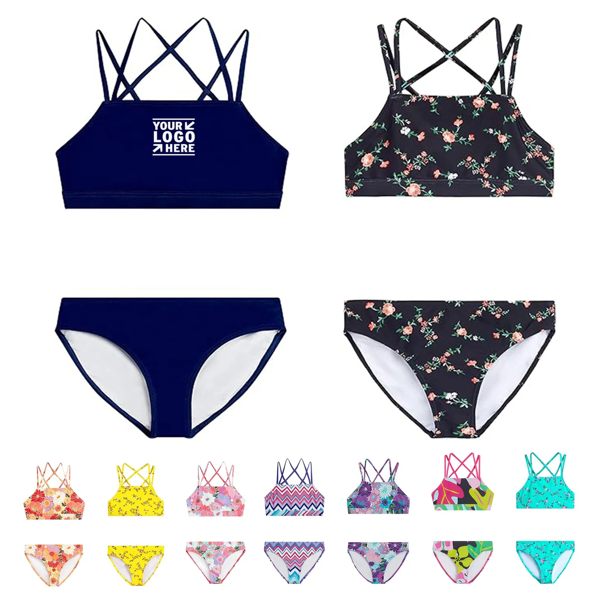 Girls' Two Piece Mini Aria Beach Surf Sport UPF 50+Tankini Swimsuit 1