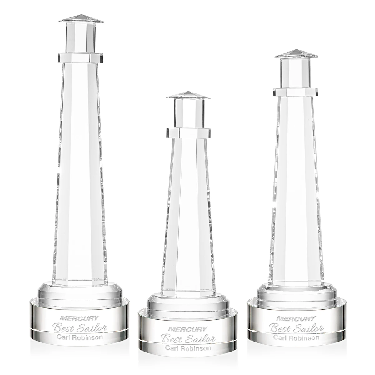 Lighthouse Award on Stanrich Base - Clear, custom award with logo imprint 1
