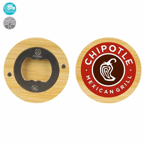 Custom Eco Friendly Bamboo Magnetic Bottle Opener 2.28 inch — Kitchen Sustainable Promo